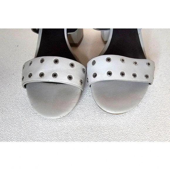 Rebecca Minkoff CARTER Heeled Studded EYELET Sandals Leather Gray Size 6 M - Picture 4 of 10